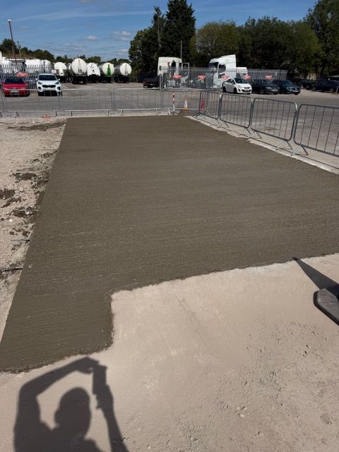 Concrete groundworks with existing paving