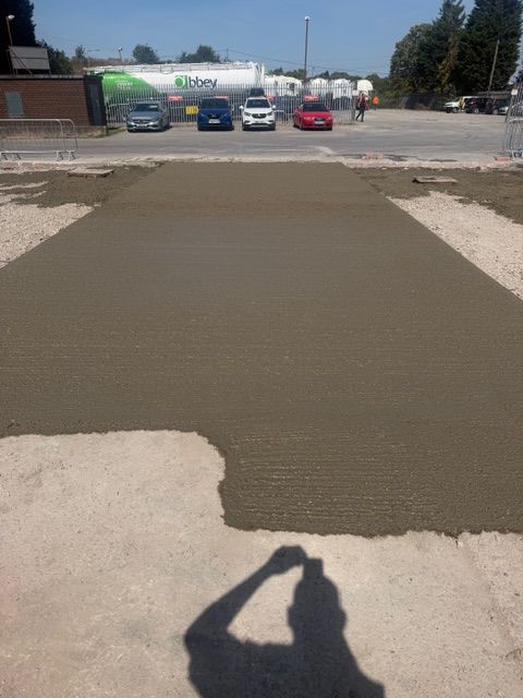 Freshly laid concrete area
