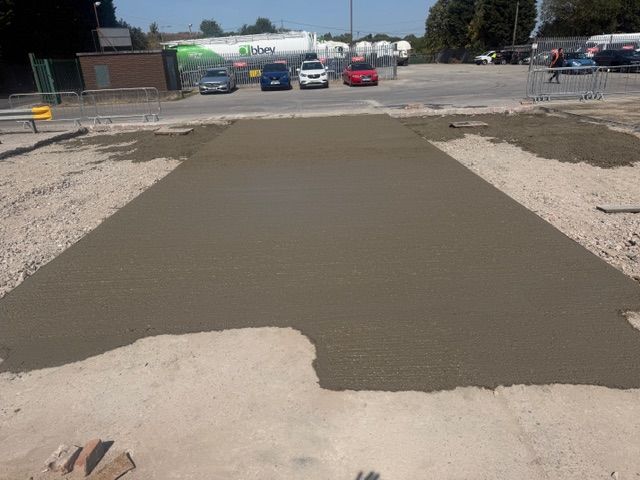 Concrete groundworks during construction