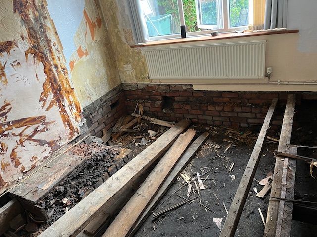 Interior floor renovation in an older room