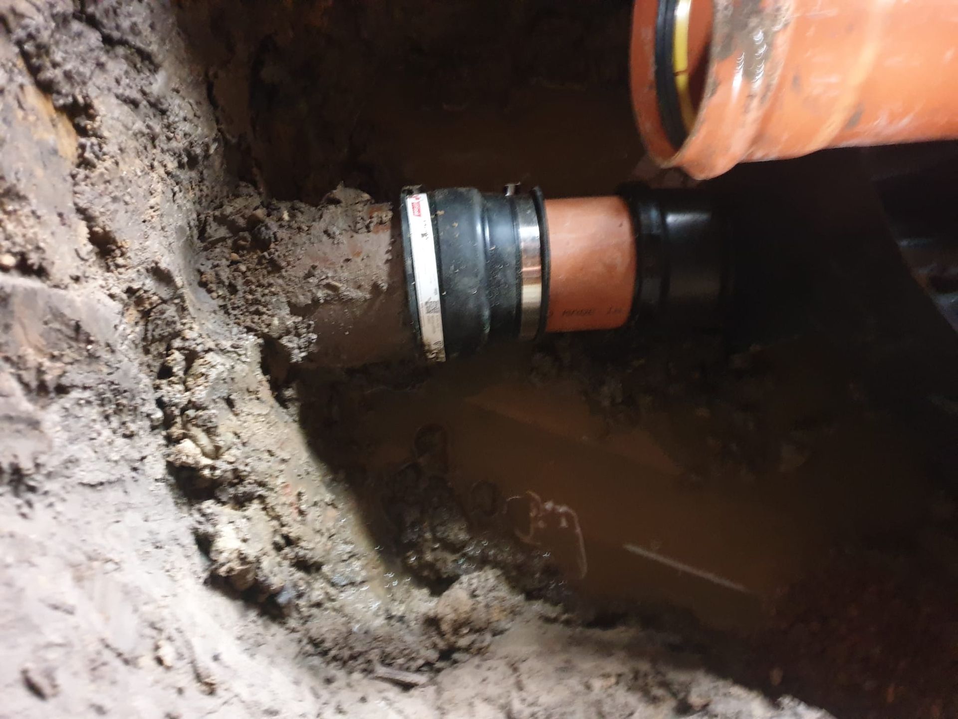 Drain pipe detail during repair work