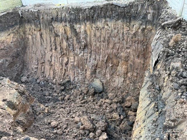 Excavated ground and foundations