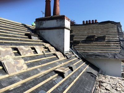 Roof repair around a chimney